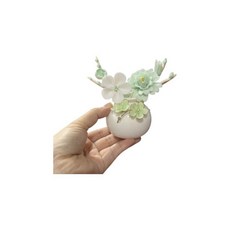 綠色牡丹描金陶瓷花瓶 手工擺件禮物, 梅花牡丹, 綠色