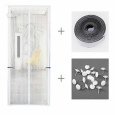 LUNAMAY 현관방충 현관방충문 문 스트라이프 모기장(100X210CM) (화이트), LUNAMAY 현관방충 현관방충문 문 스트라이프 모기장