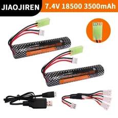 호환 7.4V 3500MAH 18500 Airsoft 총 배터리 AKKU 미니용 충전기 RC Lipo 모델 액세서리, 15 2B TIMA USB X