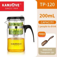 KAMJOVE 차 주전자 원터치 여과기 내열 유리 컵 200/300/500/1000/1200ML 끓이기, 02 1-200ml