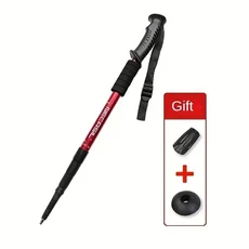 야외 섹션 접이식 트레킹 폴 노르딕 워킹 노인 스틱 조절 하이킹, 04 레드