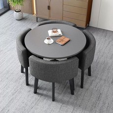 사무실용 미팅 가죽의자 오피스 4개 세트 연회색 회색원탁 테이블 원탁 의자 상담실, K. 80CM-4