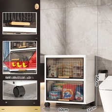 주방 틈새 수납장 슬림 선반 냉장고 옆 정리장, [특별 할인] 60cm 그레이투명 2칸