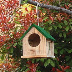 야외 나무 새집 정원 새둥지 버드하우스 가든 원목 참새집 둥지 소품, 랜야드 그린 탑
