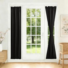 JIUZHEN 사이드 라이트용 블랙 프렌치 도어 커튼 유리 창문/출입구용 로드 포켓 프라이버시 프론트 너비 30.5cm(12인치) x 길이 182.9cm(72인치) 패널 1