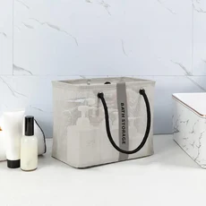 PVC 휴대용 세면 용품 가방 배수 접이식 목욕 바구니 보관 여행용, 02 white S