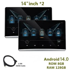 14인치 4K HD 자동차 머리 받침 모니터 Android14.0 비디오 플레이어 4+64G/8+128G 뒷좌석 엔터테인먼트 TV, 01 2 Monitor