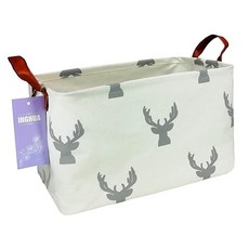 INGHUA 장난감 책 옷 선물 반려동물을 위한 직사각형 보관 바구니 패브릭 정리함 통 - 가정 사무실 아기방 기숙사 선반에 적합(Rec Forest Dinosa, REC 그레이 사슴