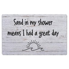 KEUSPI Blue Beach 정어리 물고기 문 매트 가정 야외 실내 입구용 해안 해상 웰컴 매트 현관 입구용 해변 도어매트 43.2 x 76.2cm(17 x 30인치), 샌드 샤워