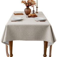 서플라이랩 솔리드컬러 방수 기능성 사각 고급 식탁보 테이블보, 140*220(6인용표준), 크림화이트, 1개