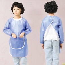 S블루 미술앞치마 입는가운 방수가운 반신가운 체험수업 긴팔앞치마 쿠킹클래스, 상세페이지 참조