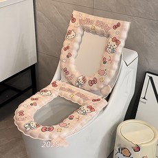 kt貓防水馬桶墊四季家用免洗加厚可擦坐墊粘貼廁所馬桶坐墊提手款, kt馬桶墊, 1個