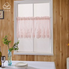 록신 커피 커튼 착용 심플 레이스 짧은 커튼, 130*41, 핑크, 1개
