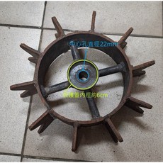 中耕機配件 單輪用鐵輪 非二手, 1個, 鐵輪黑色(中心22mm)