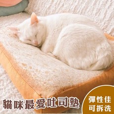 仿真吐司坐墊 貓咪靠墊 柔軟舒適 可拆洗 40cm, 詳見包裝, 土司坐墊