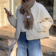 레티고 누빔 퀄팅 캐주얼 오버핏 똑딱이 경량 패딩 점퍼