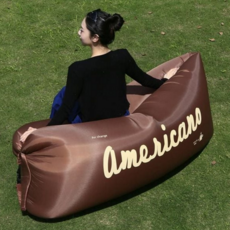 휴대용 에어 소파 여행용 야외용 피크닉 캠핑용 빈백 의자 베드 공기주입 에어매트 초경량 매트, 블루