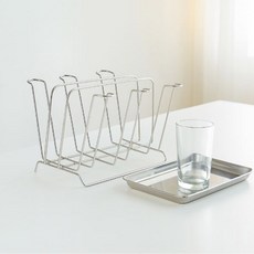 드흐으 6구 트레이포함 스테인리스 컵 정리대, 1개, 스텐