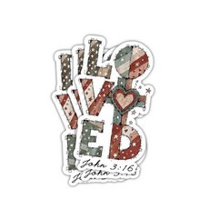 3피스 You are Loved Affirmation John 3:16 성경 스티커 기독교 신앙 인용구 비닐 데칼 신자 청소년 성인 엄마 아빠 교회 그룹 학생, 3 Inches