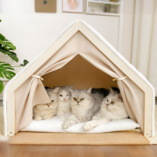 라피아노 고양이집 대형 고급빌라 스크래쳐 펫하우스 강아지집, 1개, 브라운