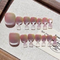 霞光之吻 漸層貓眼穿戴腳甲片 手工美甲貼片, HNP017-S碼(實品拍攝), 1個