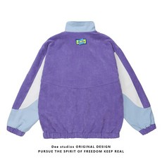 Dee studios타이드 브랜드 중립 바람 코듀로이 스티칭 대조 문자 수 놓은 커플 재킷 봄