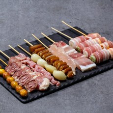 모듬꼬치 400g 10꼬치 삼겹 껍데기 닭안심 염통 똥집 은행 캠핑, 2팩 (800g 20꼬치)