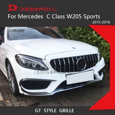 파나메리카나 그리드 자동차 전면 범퍼 레이싱 그릴 스포츠 AMG 라인 전용 C 클래스 W205 GT 2015-2018 C18, 1개