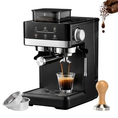 전자동 커피머신 원두 그라인더 내장 에스프레소 머신 20bar 고압 추출 20단계 분쇄 스팀 우유거품 홈카페 커피메이커, 건메탈 그레이, 03115520