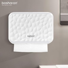bosharon 家用壁掛式免打孔擦手紙盒 酒店商用衛生間掛壁式幹手紙巾盒, B-280白色, 1個