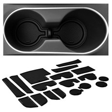 CupHolderHero 현대 엘란트라 액세서리 2017-2018 프리미엄 맞춤형 내부 미끄럼 방지 먼지 방지 컵 홀더 인서트 센터 콘솔 라이너 매트 도어 포켓 라이너 18피스, 단색 블랙