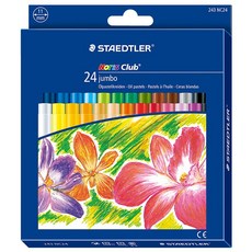 施德樓 STAEDTLER 快樂學園 加寬型 兒童無毒粉蠟筆24色組，德國製造，安全無毒，色彩鮮明，激發孩子無限創意, 24色, 1個