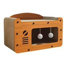 QJIA 2단 고양이 일체형 숨숨집 스크래처 보드 볼 장난감 하우스, 1개, 원색