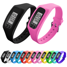 브레베네 만보기 손목시계, 2개, 블랙1+진핑크1