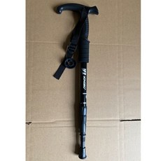 輕量鋁合金避震登山杖 折疊伸縮四節 登山用品, 1個, T柄黑, 黑