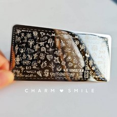 네일 템플릿 만화 캐릭터 스탬핑 플레이트 프렌치 라인 기하학 꽃 잎 동물 이미지 스테인레스 스틸 아트 스텐실, 옵션69) CJT-118, 1개