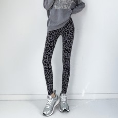 豹紋鯊魚皮外穿打底褲女 加絨加厚提臀保暖不掉襠