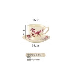 찻잔 도자기 애프터눈 티메이커 영국 내열유리 홍차 필터, 1개, 1L, 레드오키드 대형 입구 컵