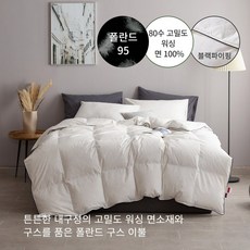 80수 워싱 블랙파이핑 폴란드구스 차렵이불(화이트) - 싱글/퀸/킹, 싱글(160X210)650g, 화이트, 화이트