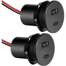 에이스구 12V USB 아울렛 30W PD 타입C 및 18W QC3.0 알루미늄 충전기 소켓 이중 포트 고속 충전 매립형 교체용 차량 액세서리 RV 캠핑카 트레일러 트럭 보트, 2Pcs