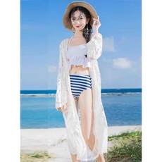 여성 로브 비치웨어 휴양지룩 롱가디건 시스루 커버업