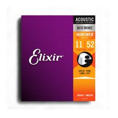 Elixir 11027 木吉他弦 11-52 Custom Light NANOWEB 磷青銅鍍膜弦 公司貨 長效音色, 1套
