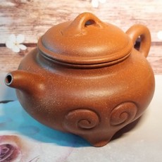 精品降坡泥三足如意壺 陳慧娟款 400cc 宜興紫砂壺 茶壺 茶具, 1個, 棕色, 約400cc