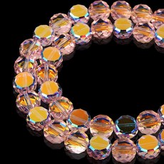 DIQIO 주얼리 제작용 6mm 스파클 플랫 크리스탈 비즈 - 팔찌용 코인 스페이서 라운드 슬라이스 93-100개 레이크 블루 AB 164529, 소프트 핑크