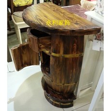 松木酒桶半圓玄關桌吧台，獨特造型，松木材質，穩固結構，提升居家品味, 1個
