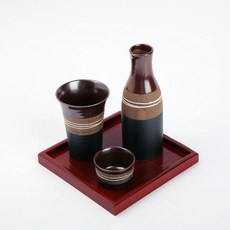 라인 독구리 시리즈 주병 사케잔 고급 도자기주병세트 술잔 이자카야, 레드, 1개