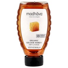 Madhava Natural Sweeteners 오가닉 100% 순수 비여과 황금 꿀 454g 1개