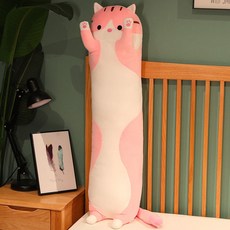 바디필로우 고양이 대형 롱쿠션 수면 모찌, 핑크
