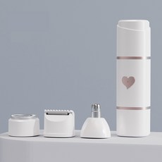 3in1 미니 전동 제모기 여성용 휴대용 면도기 코털 눈썹 라인 정리 USB충전식 무통증 제모기, 화이트