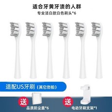 Usmile 電動牙刷刷頭 專業潔白款, 1個, 專業款-白,6支實惠價（送防塵蓋6個+支架1個）